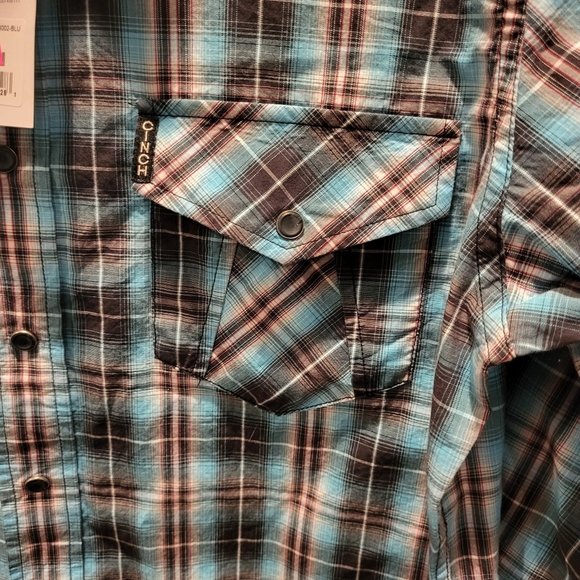 Cinch Modern Fit Two Pocket Men's 100% Cotton Long Sleeve Snap Button Shirt Sz S - Picture 5 of 8